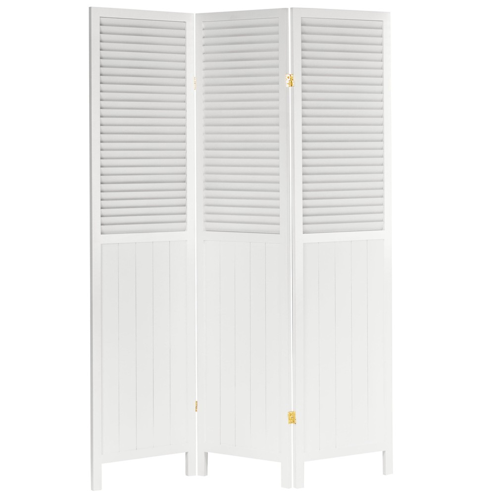 6 ft. Tall Louvered Beadboard Room Divider White 3 Panel