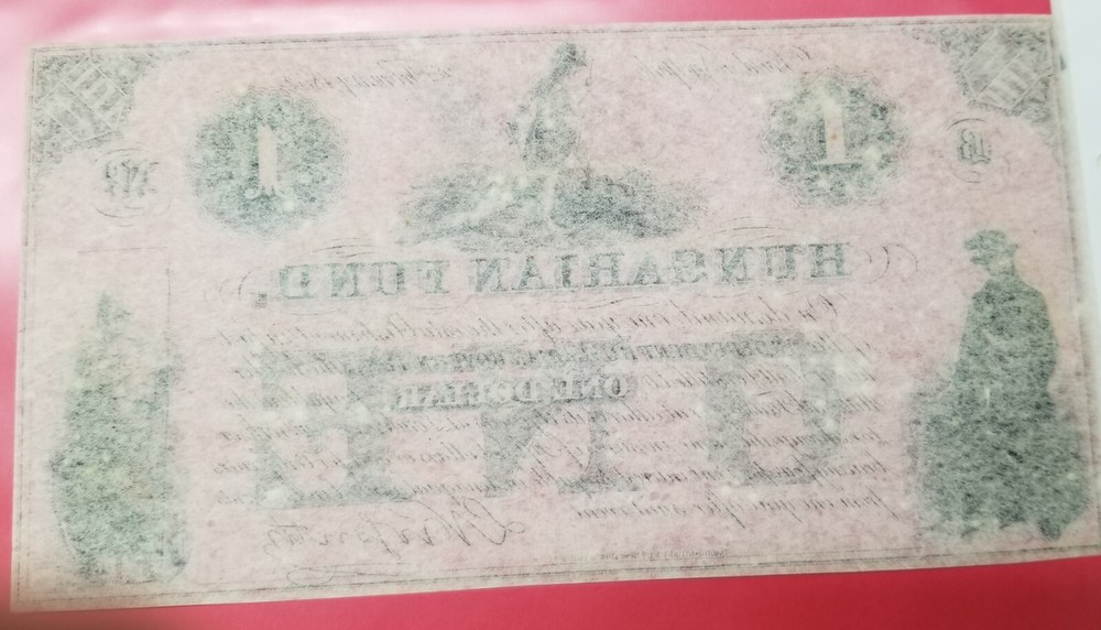 Hungarian Fund One Dollar Note 02/02/1852 AU/UNC