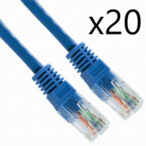 20 Pack Lot - 7ft CAT5e Ethernet Network LAN Router Patch Cable Cord Wire Blue