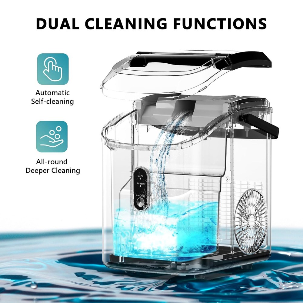 Nugget Ice Maker Countertop with Handle, Ready in 6 Mins, 34lbs/24H