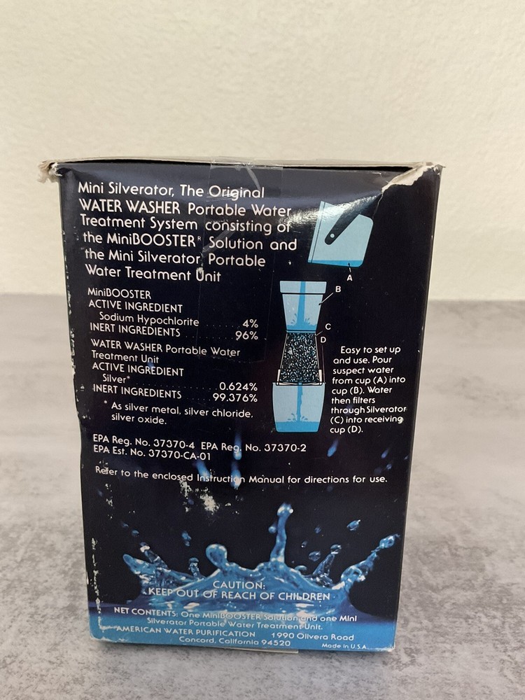 Water Washer Mini-Silverator Portable Filter Purification System NIB