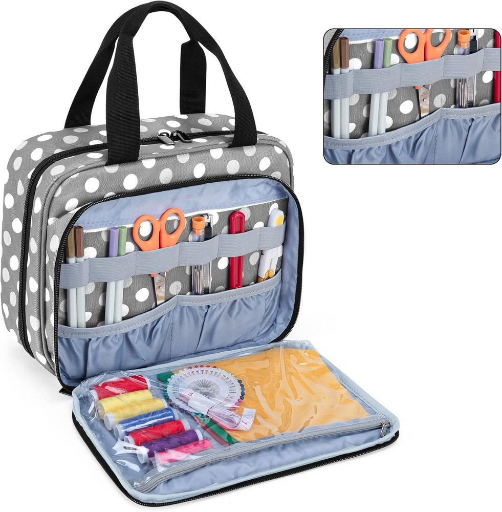 Large Sewing Organizer with 3 Inner Sections (Fold up Easily), Sewing Supply Org