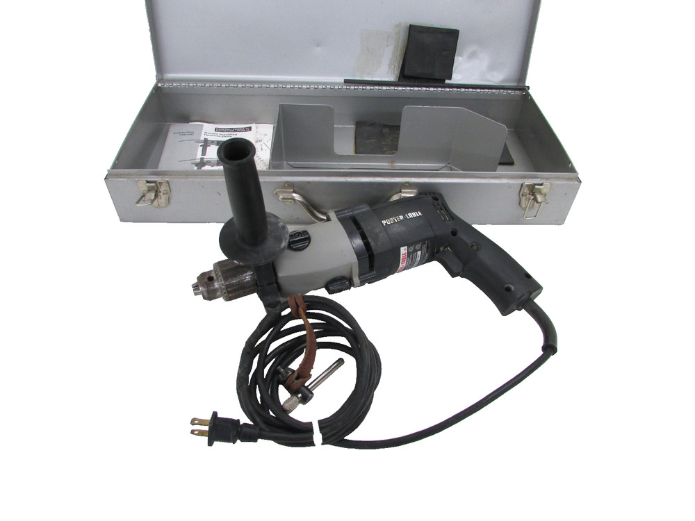 PORTER CABLE TOOLS 1/2” HD HAMMER DRILL 7751, w/ SIDE HANDLE & CASE