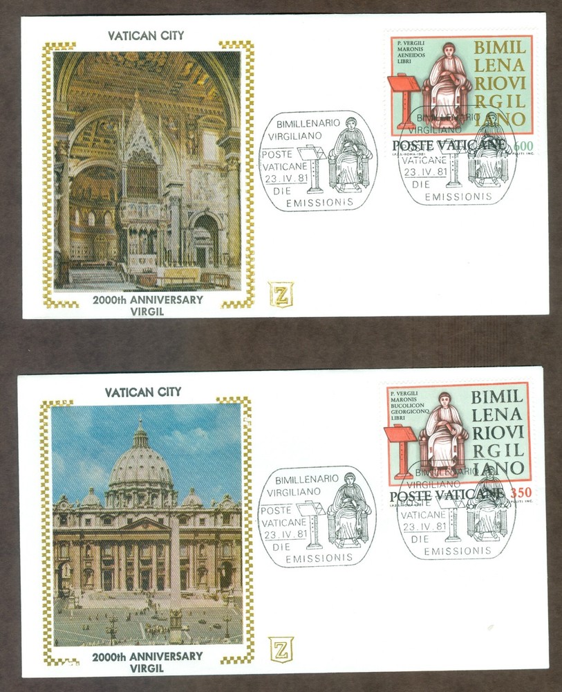 Vatican City Sc# 685-6: Virgil on FDC