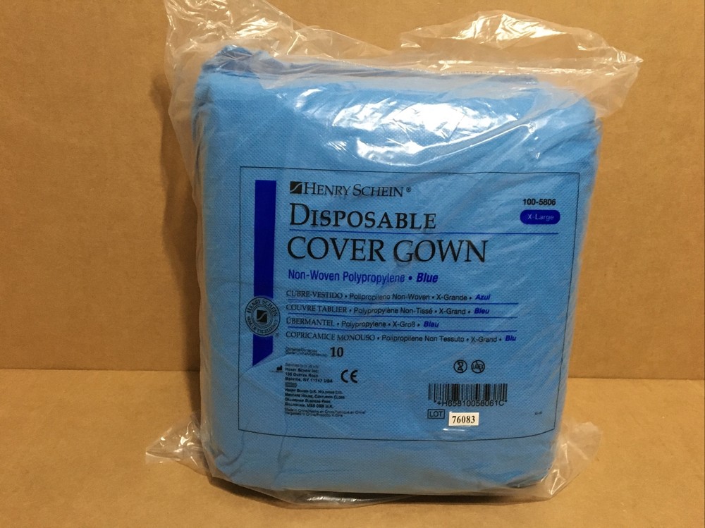 HENRY SCHEIN Disposable Cover Gown 10pcs SKI Blue X Extra Large Polypropylene