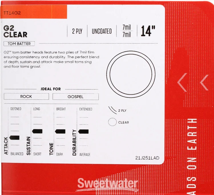 Evans G2 Clear Drumhead - 14"