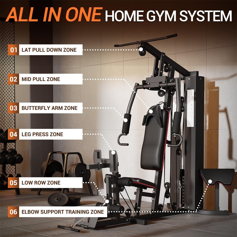 ✔️Home Gym Machine Full Body Workout Machine W/150LBS Weight Stack Multifunction