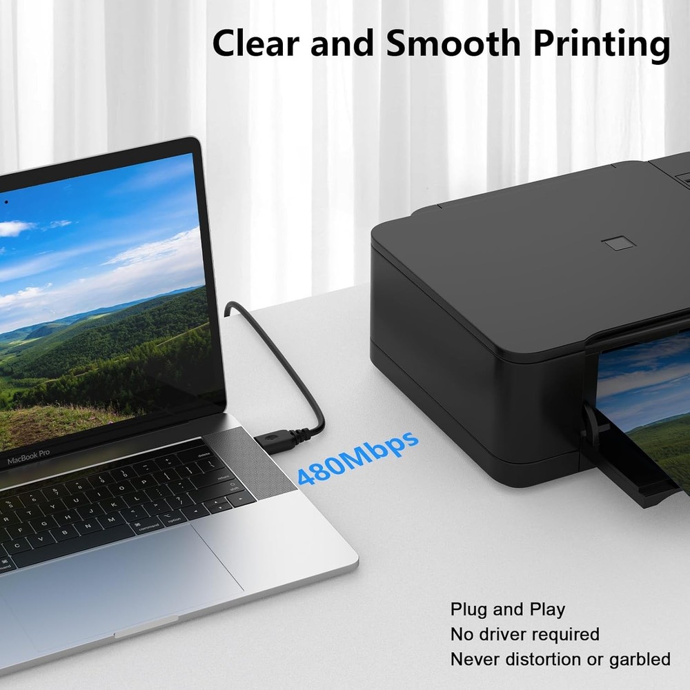 Printer Cable 6FT USB 2.0 USB-A to USB-B Cables, High Speed...