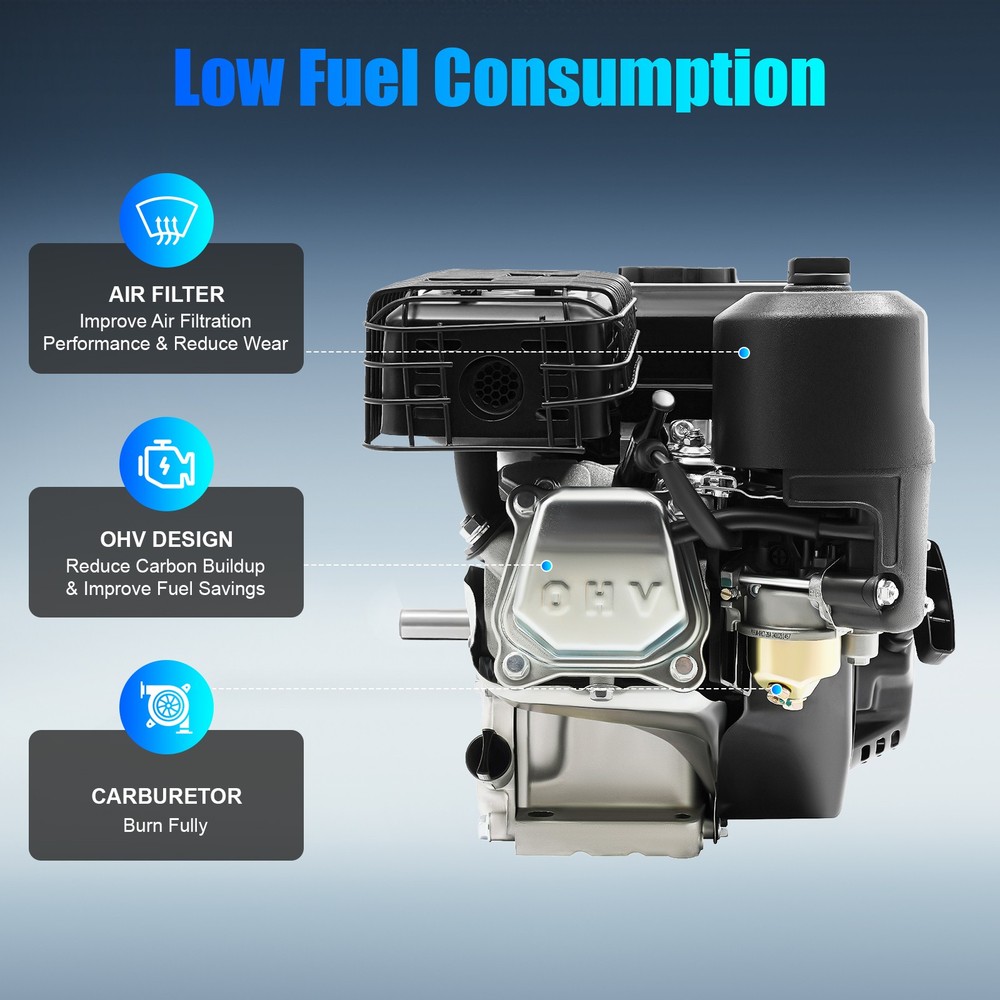 212cc 7.5HP 4-Stroke Gasoline Engine Steel Start Engine W/ Pull Start