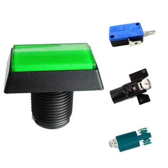 Low profile Arcade Square Rectangle Buttons LED Push Illumilated W/ Microswitch