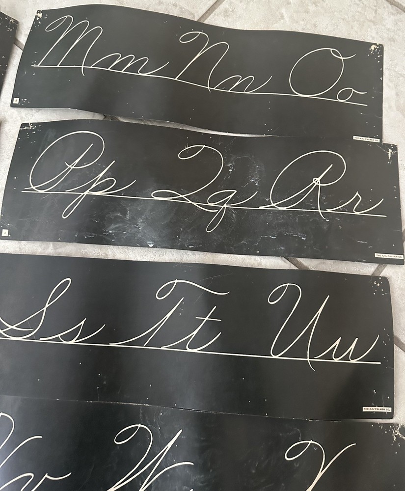 Vintage Classroom CURSIVE WALL CARDS Letters COMPLETE