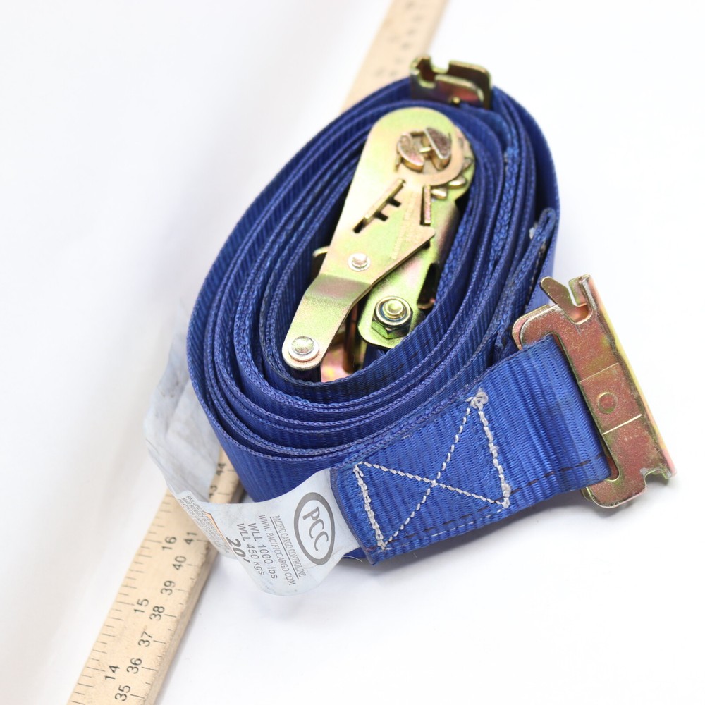 Pacific Cargo Control Ratchet Strap with Spring E Fittings 2" x 20'
