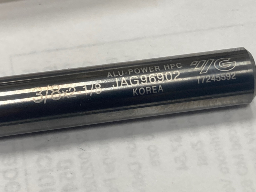 YG-1 Tool JAG96902, 3/8" Sq, CC End Mill, Solid Carbide, 3FL, Super DLC