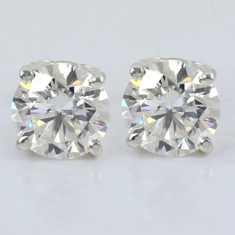 Certified 5 Ct Treated White Diamond Solitaire Studs 925 Silver Great Shine