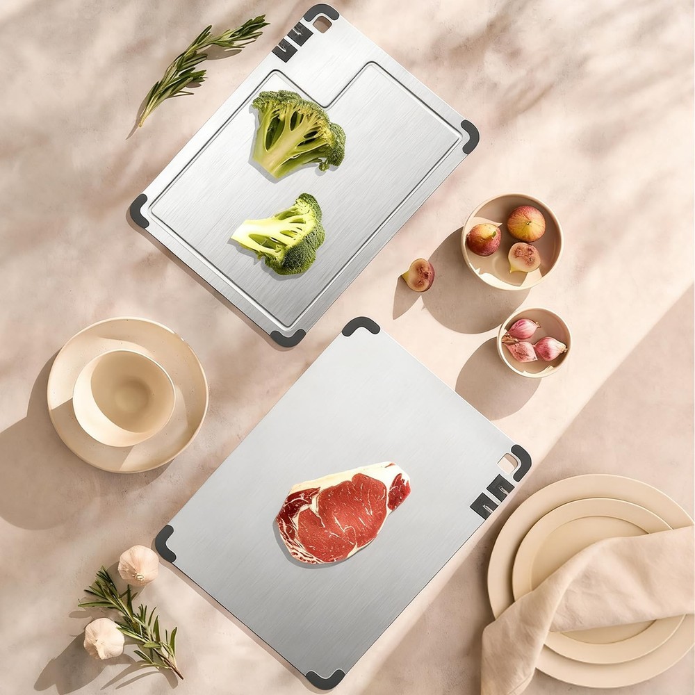 Premium Titanium Cutting Board with Dual Knife Sharpener, Coarse & Fine Sharp...