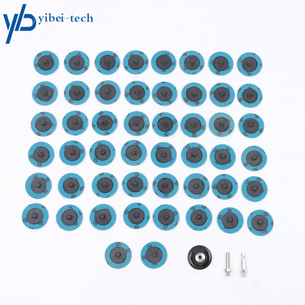 50Pcs 80 Grit 2" roll Lock Quick Change Discs Set Sanding Discs with 1/4" Holder