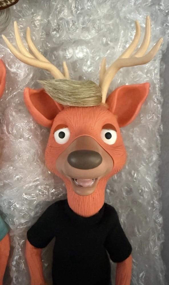 Norman Picklestripes TV Screen Prop Used 9.5” Deer Stop Motion Puppet & Faces