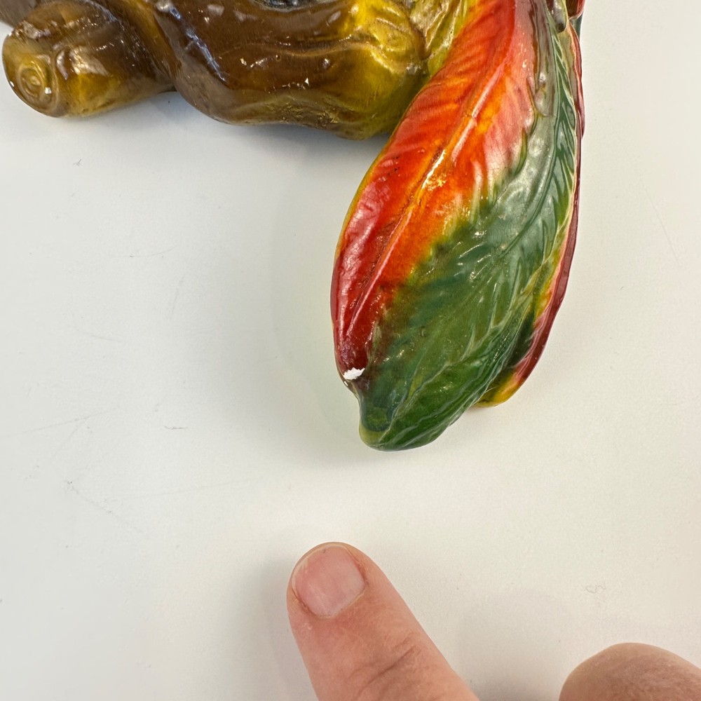 Mid-Century Chalkware Parrot Bird Wall Hanging