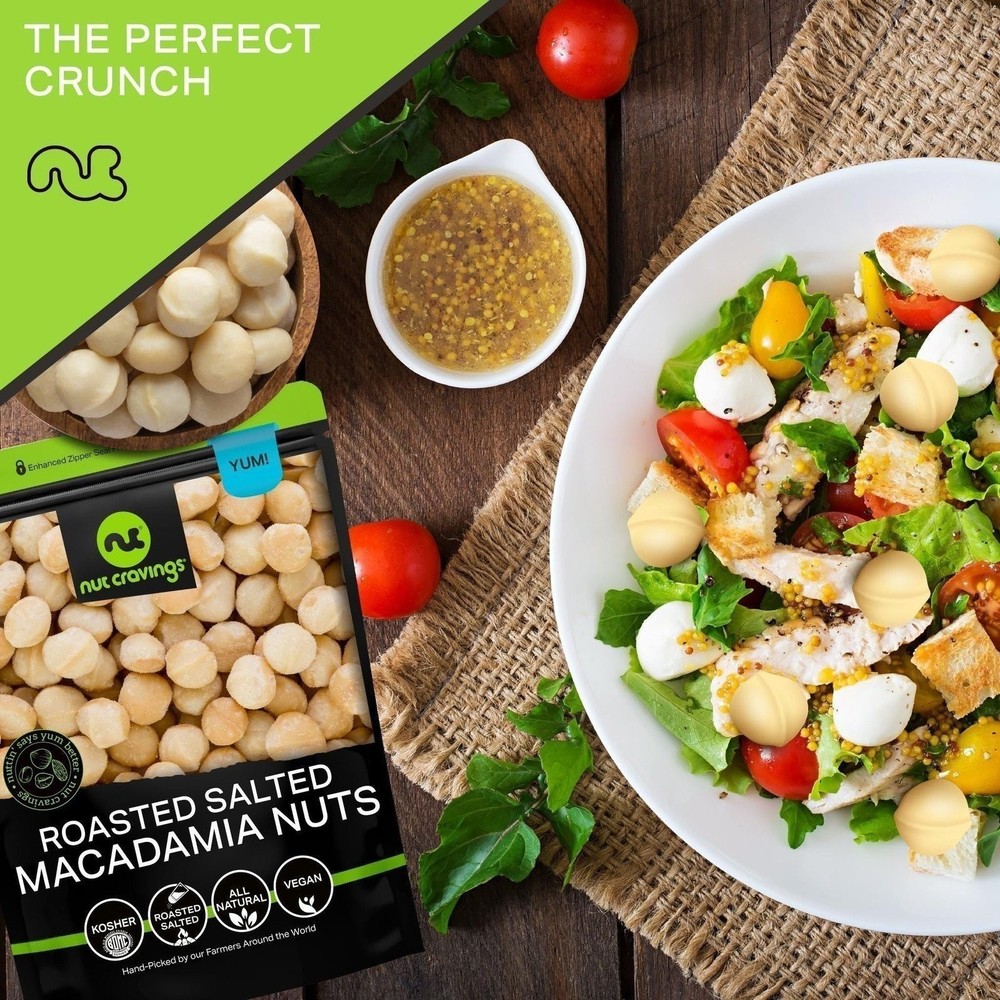 NUT CRAVINGS - Roasted & Salted Macadamia Nuts - No Shell, Whole (16oz - 1...