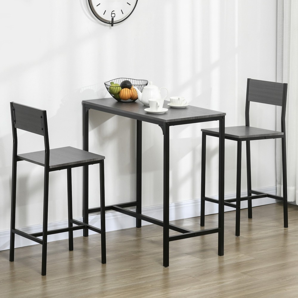 3 Piece Bar Table and Chairs, Industrial Dining Table Set for 2
