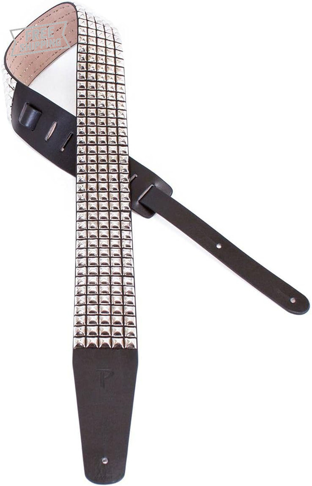 Perri'S Leathers Ltd | Boutique & Studded Guitar Straps -Silver Studs- Adjustab