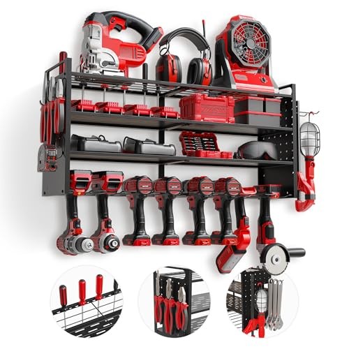 Power Tool Organizer Wall Mount - Power Tool Storage Rack with 3 Shelves, 8