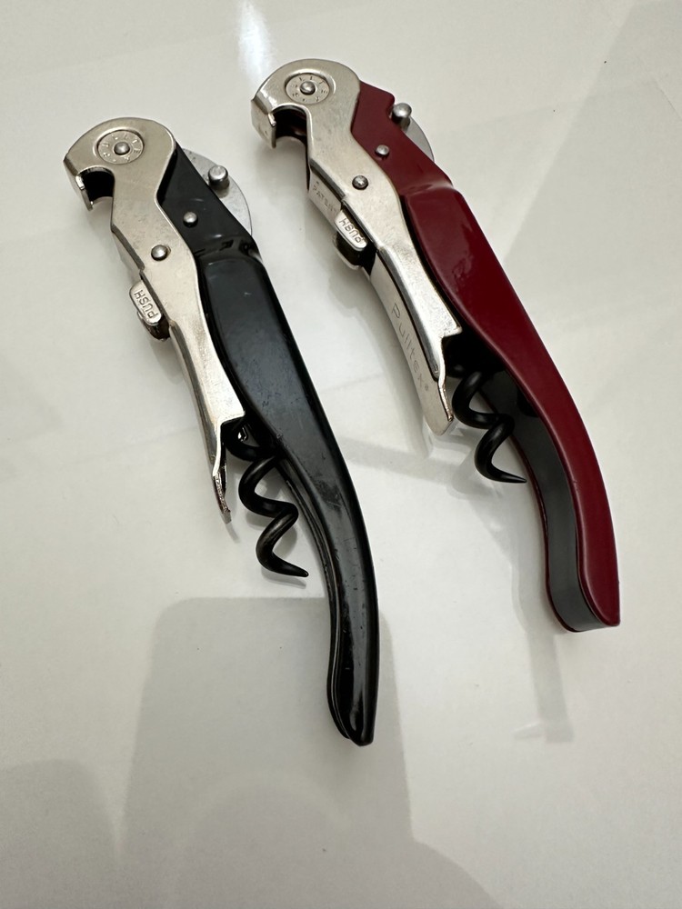 (2) Pulltex ClickCut Black / Burgundy Waiters Corkscrew Wine Key Opener