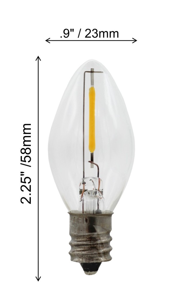 6 LED Replacement Light Bulbs for Night Lights C7 Base, 0.7w, 120v