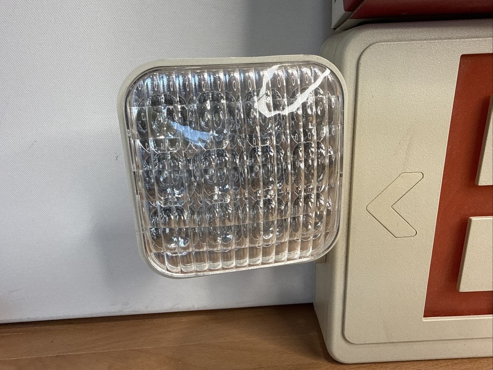 Simkar Slimline LED Exit Sign Combo Red Light Emergency Dual Voltage White