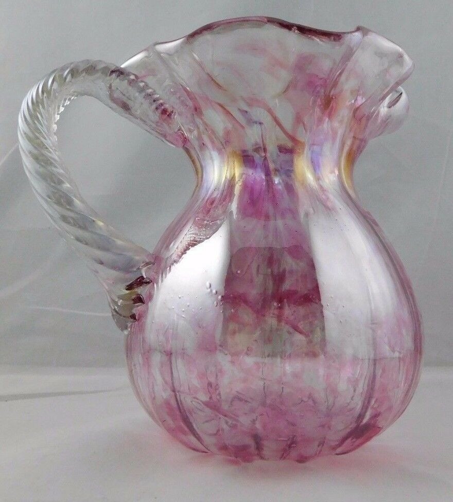 Iridized Ruffle Top with Twisted Handle Pitcher
