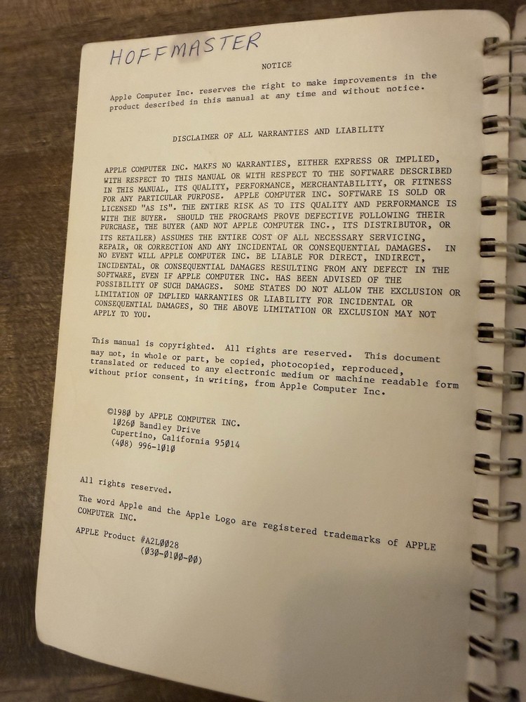 Vintage Apple Pascal Op/Ref Manual 1980