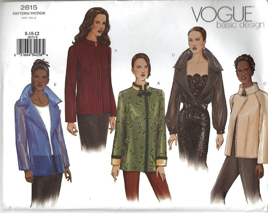 Vogue Basic Design Sewing Pattern #2615-Misses Jackets