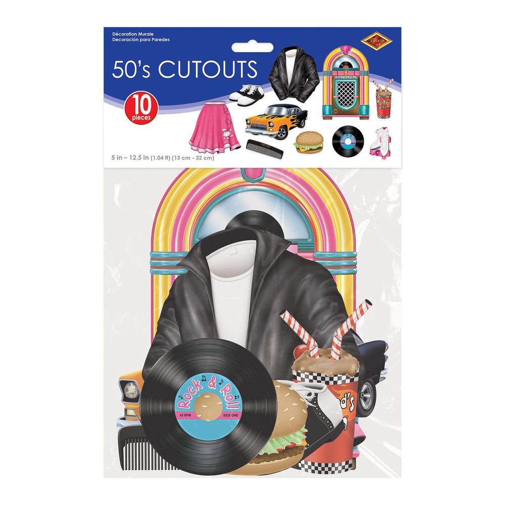 Beistle 50's Cutouts (10/Pkg), multicolor (54153) Cutouts, Multicolored