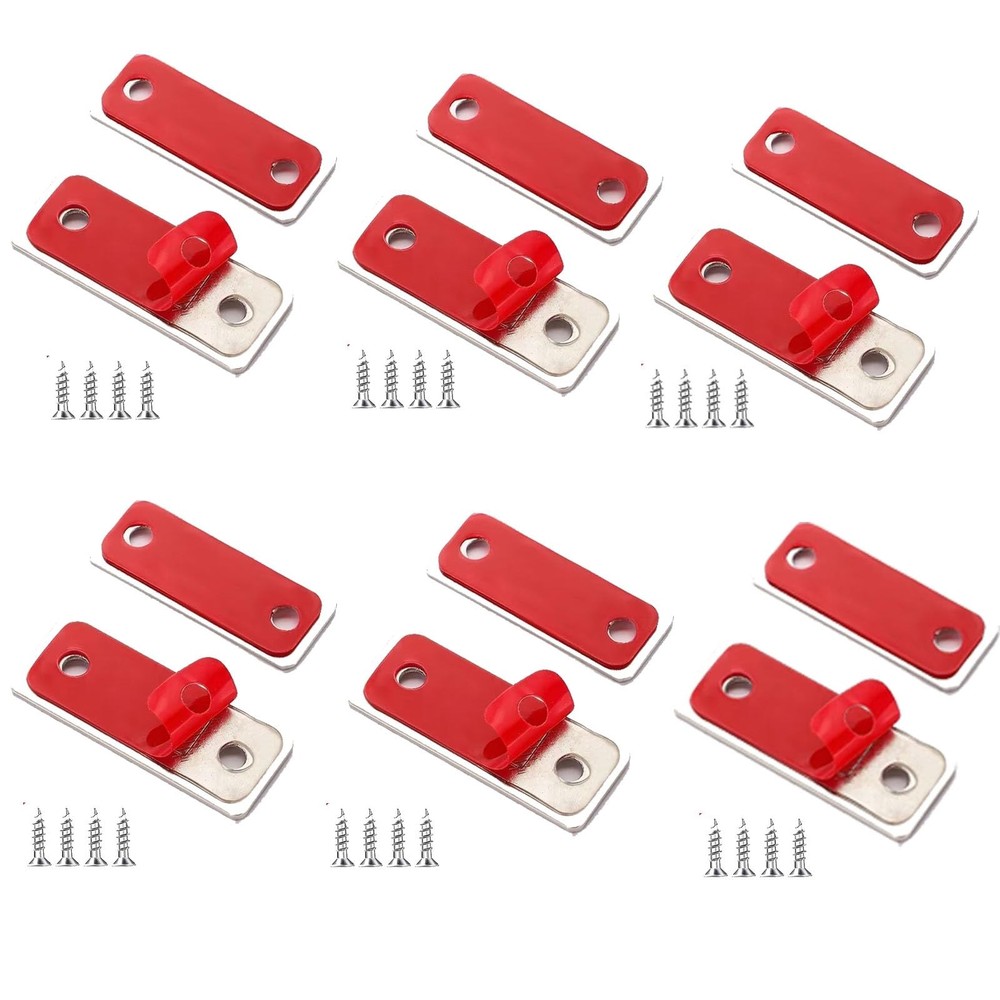 6 Pack Ultra Thin Cabinet Door Catch Quiet Magnetic Silver