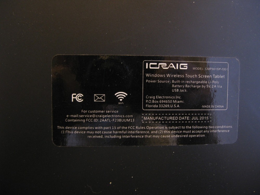 ICRAIG Wireless Touch Screen CMP801SP-OD