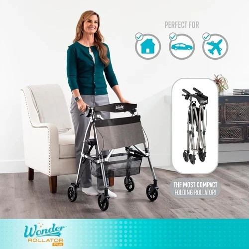 Stander Wonder Rollator Plus Short, Folding Junior Mobility Walker, Lightweight
