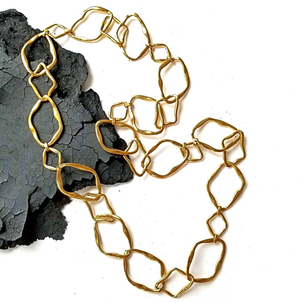 Atypic large link brass Chain link necklace