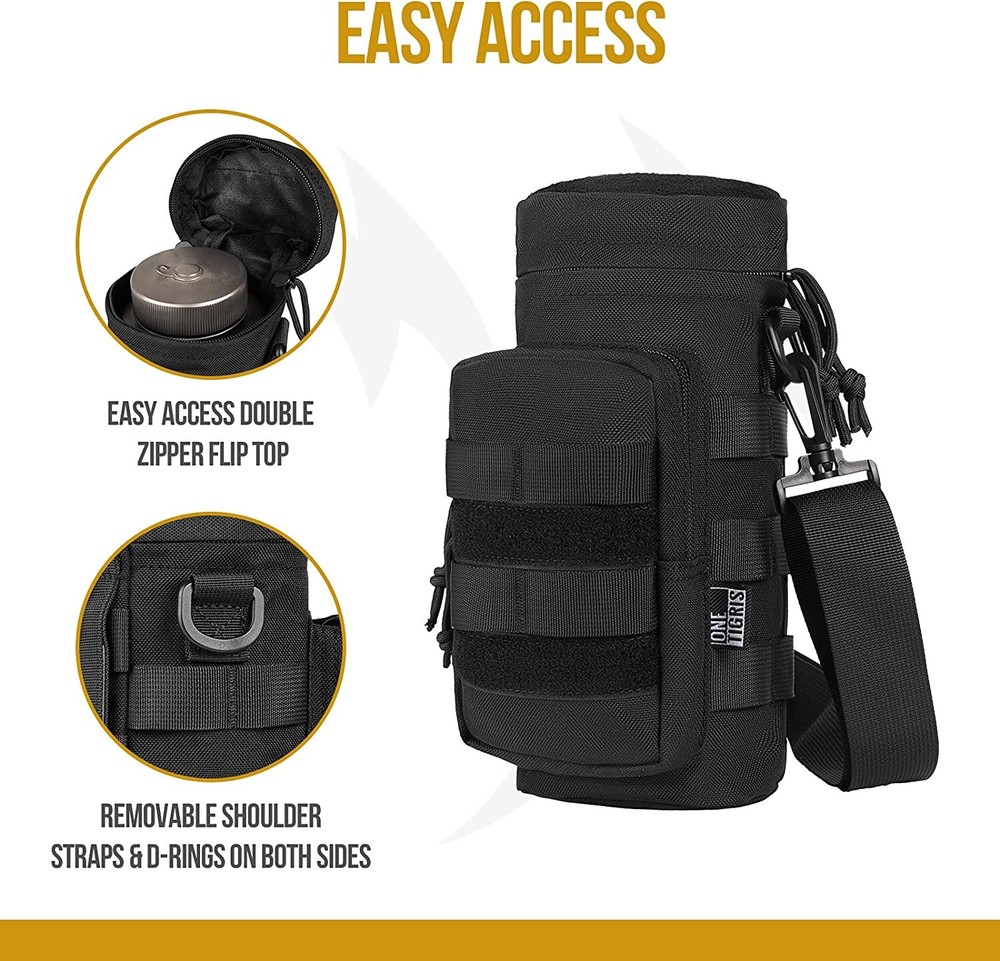 Tactical MOLLE Water Bottle Hydration Carrier Bag with Detachable Shoulder Strap