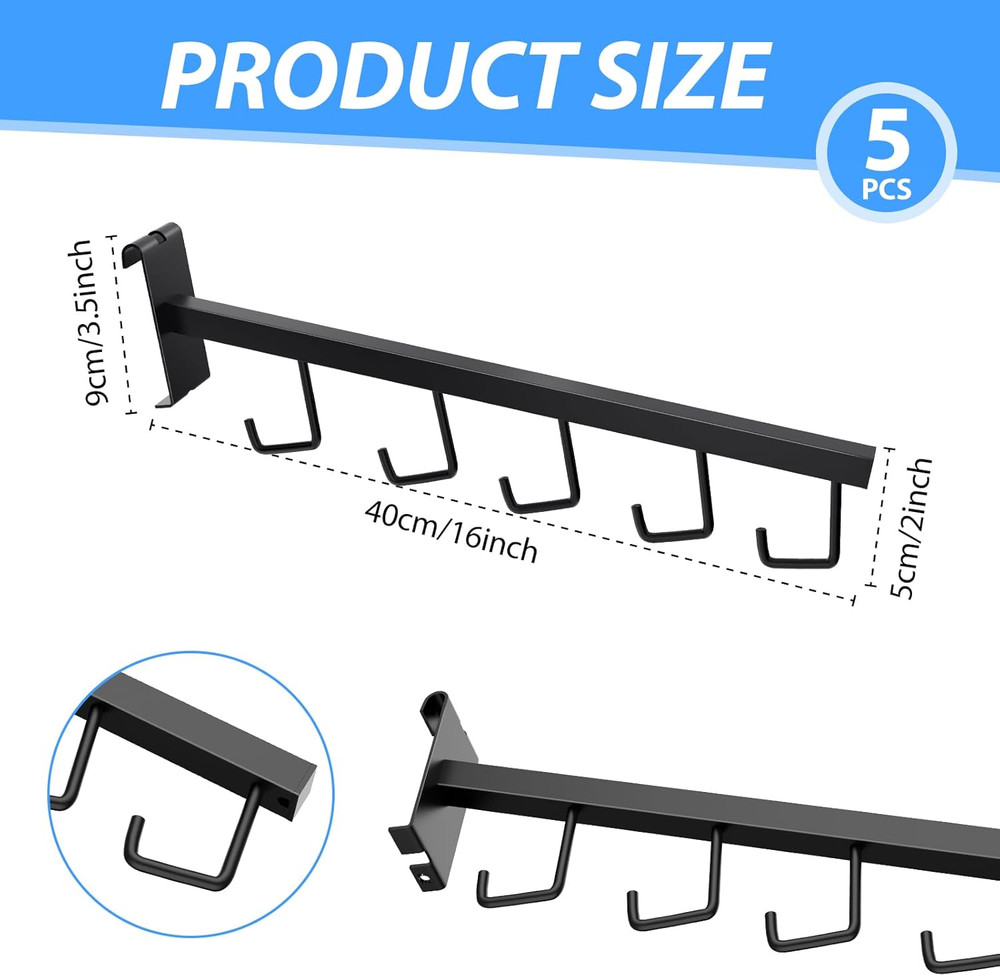 5 Pack Gridwall Waterfall Faceout with 5 Hooks Gridwall Clothes Hanger Gridwall