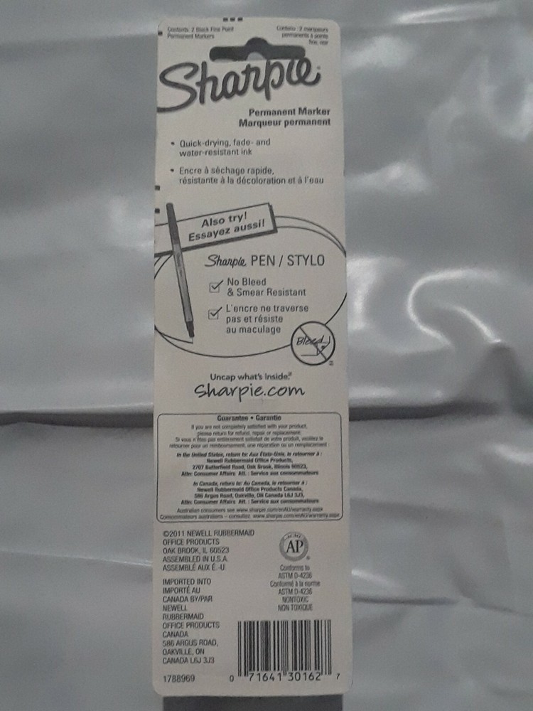 Sharpie Permanent Marker Fine Point 2/PK Black 30162PP