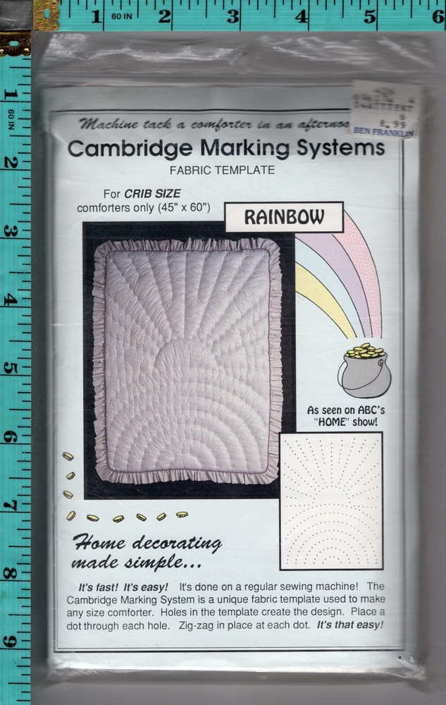 "Rainbow" ©1991 Cambridge Marking Systems Fabric Template Bedspread/Comforforter