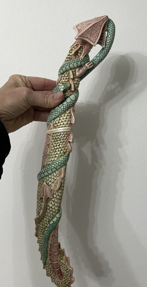 DECORATIVE MULTI-COLORED CHINESE DRAGON HIDDEN DAGGER