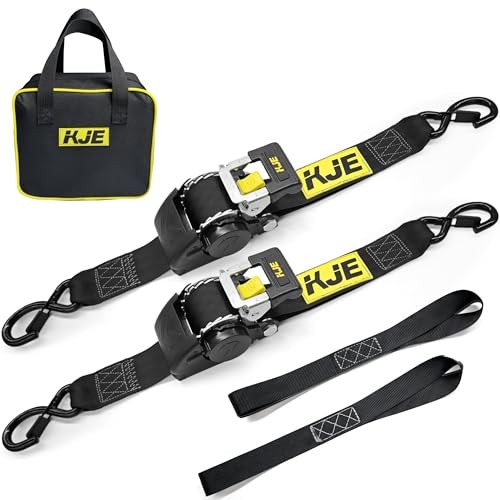 Retractable Ratchet Straps, (2) 2" x 10' Automatic Tie Down Strap Sets + (2)