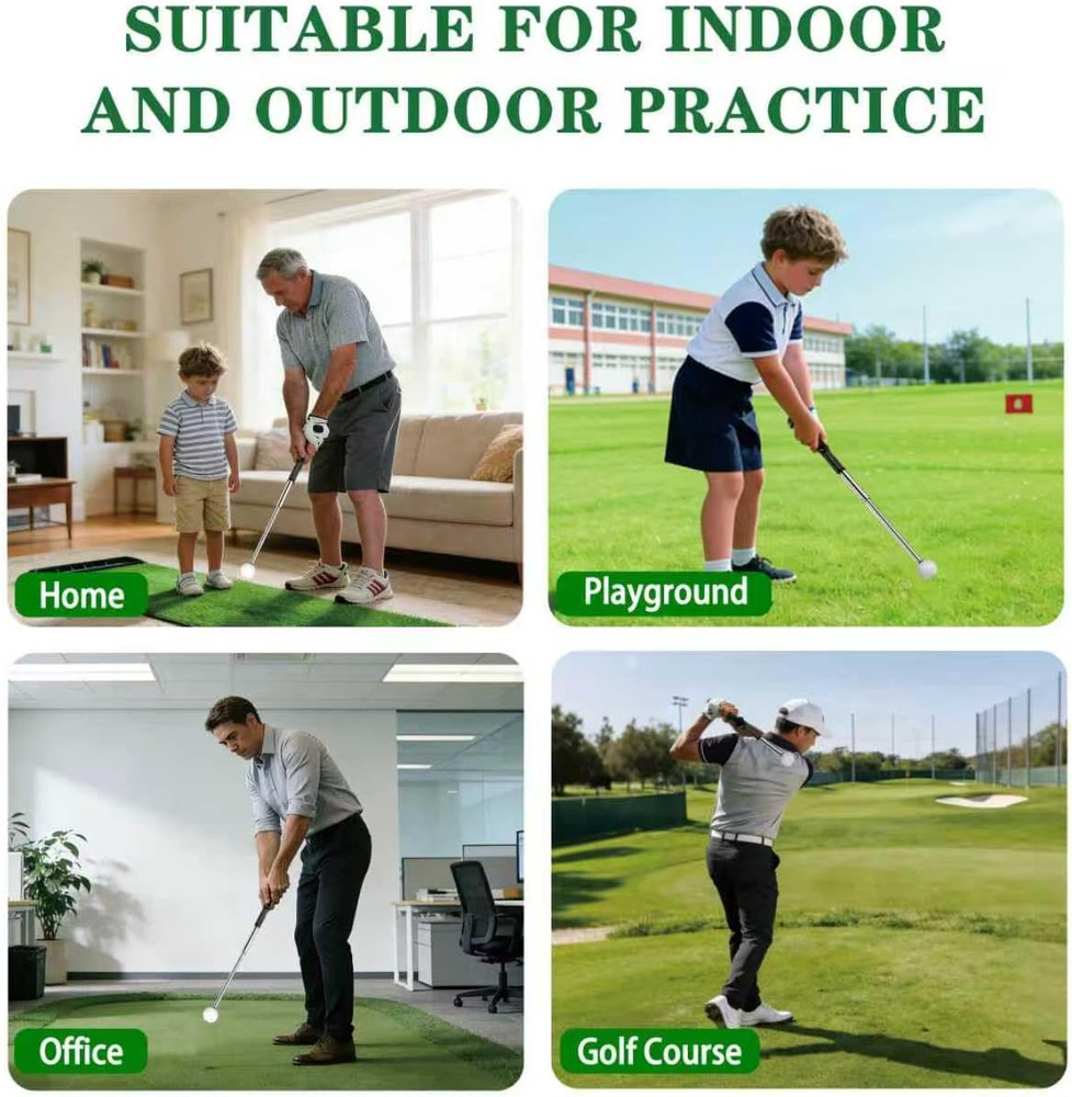 Retractable Golf Swing Trainer – Golf Grip Trainer with Arm Band for Right-Hande