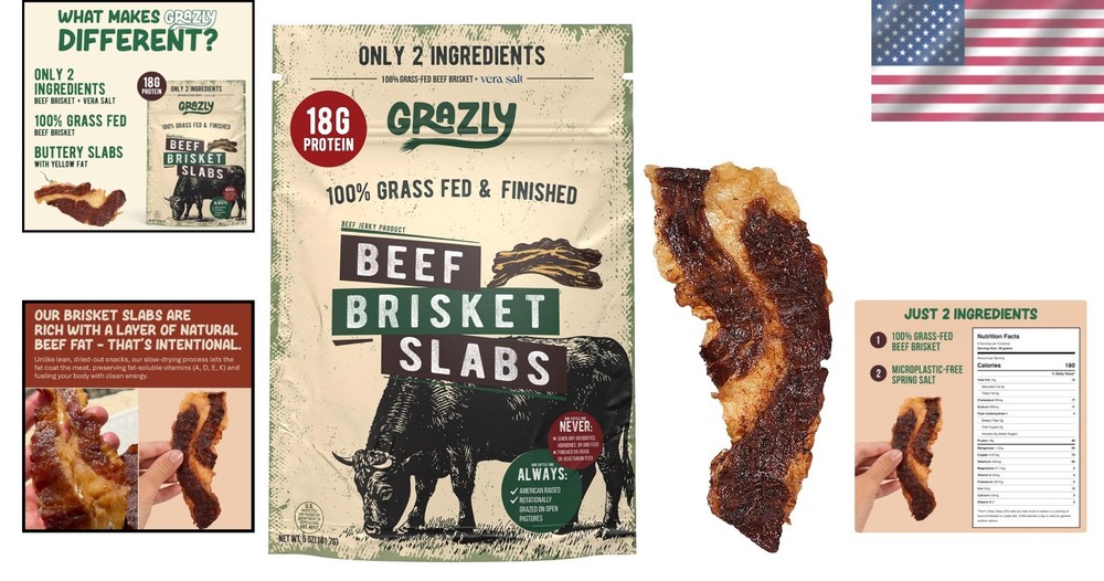 Grass-Fed Beef Brisket Slabs - High-Protein Snack