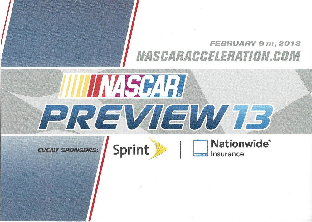 2013 NASCAR PREVIEW '13 DATED FEB 9TH NASCAR ACCELERATION POSTCARD B/B