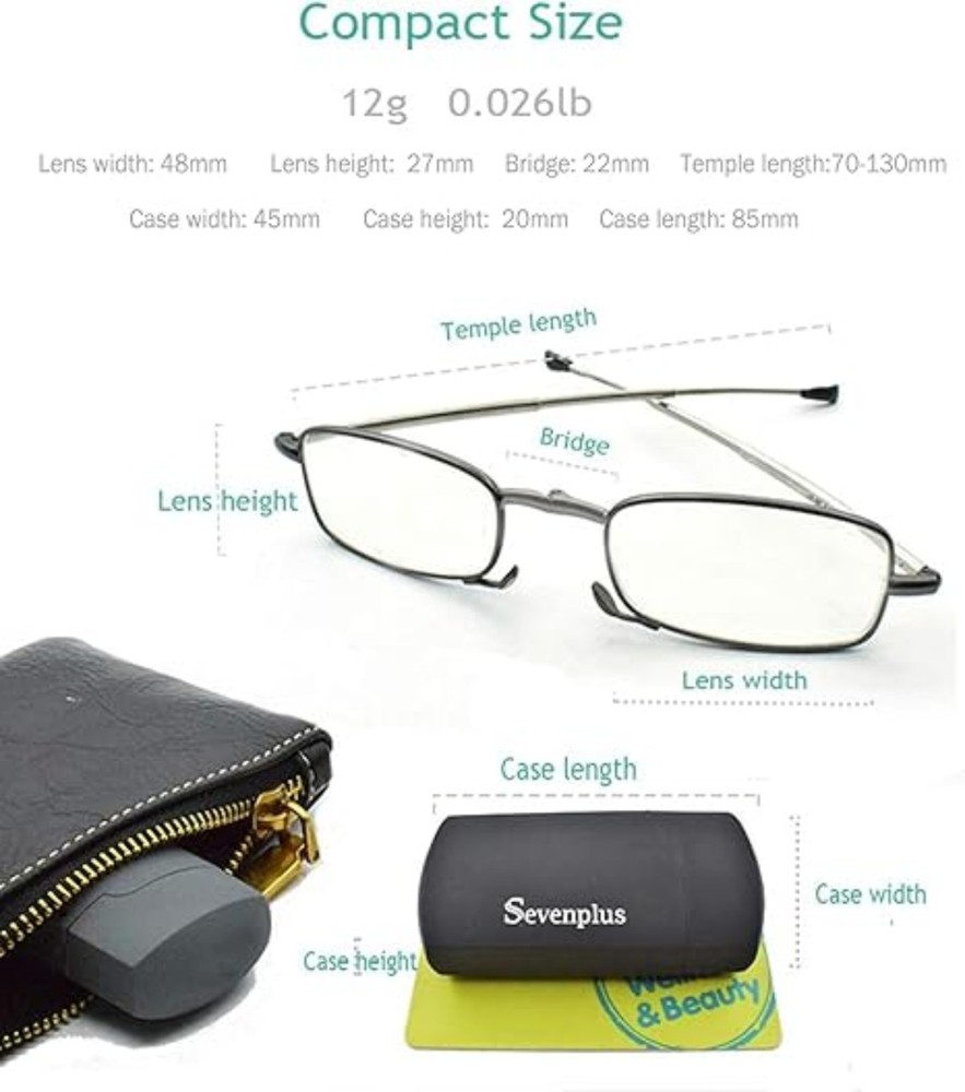 Sevenplus 2 Pack Foldable Reading Glasses Blue Light Blocking +2.00/+2.50/+2.75