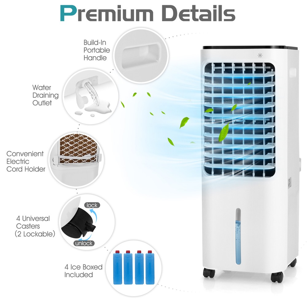 Evaporative Cooler Portable Air Cooler w/ 4 Ice Boxes & Remote Control