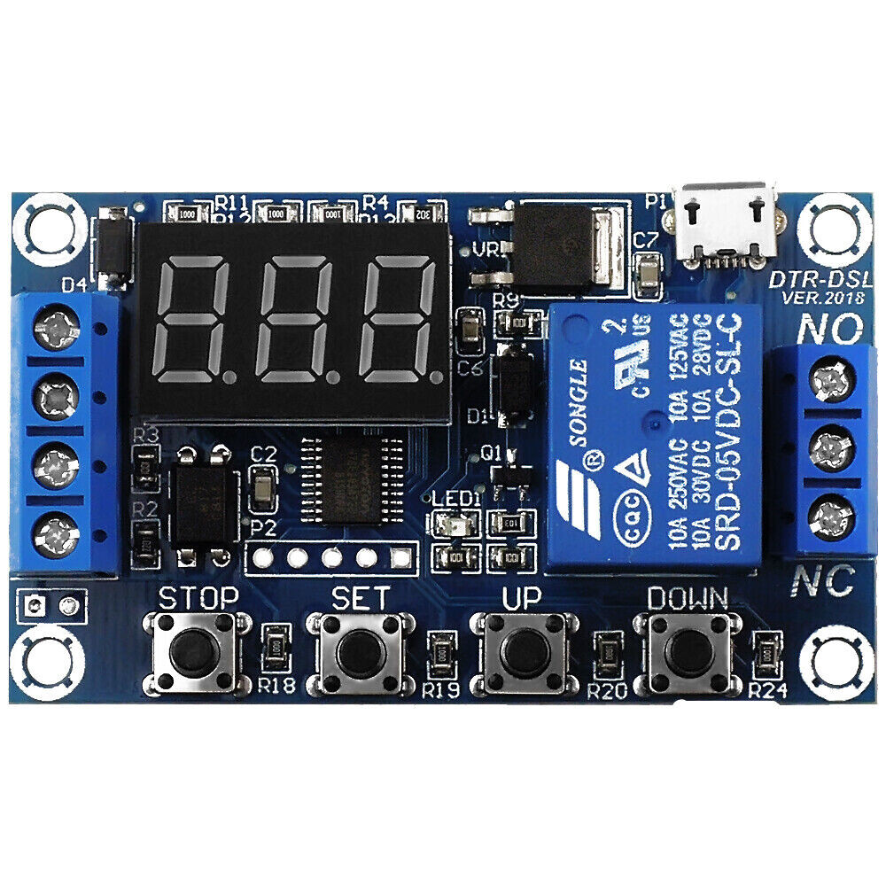 2pc DC 6-30V 1-Way Relay Module Power-off Trigger Delay Cycle Timer Switch