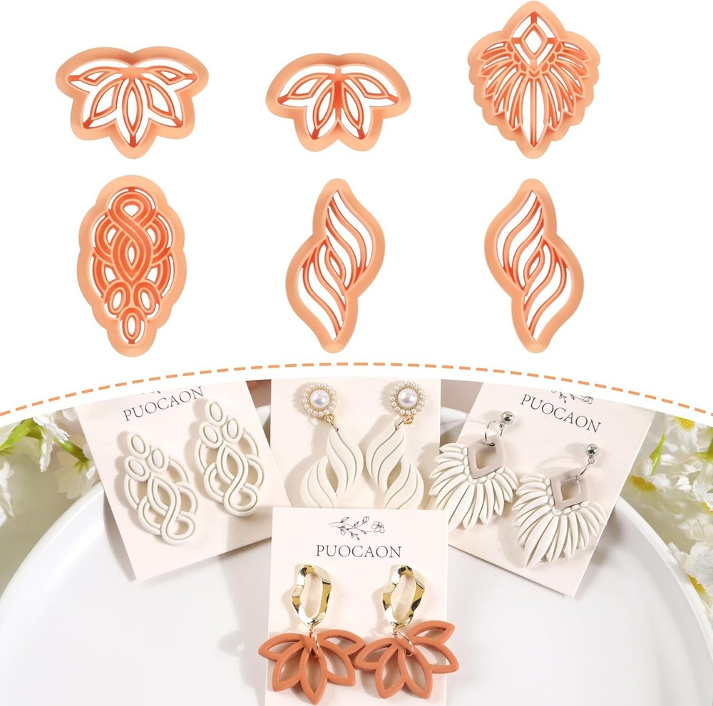 Puocaon Boho Polymer Clay Cutters - 6 Pcs Knot Macrame Design white
